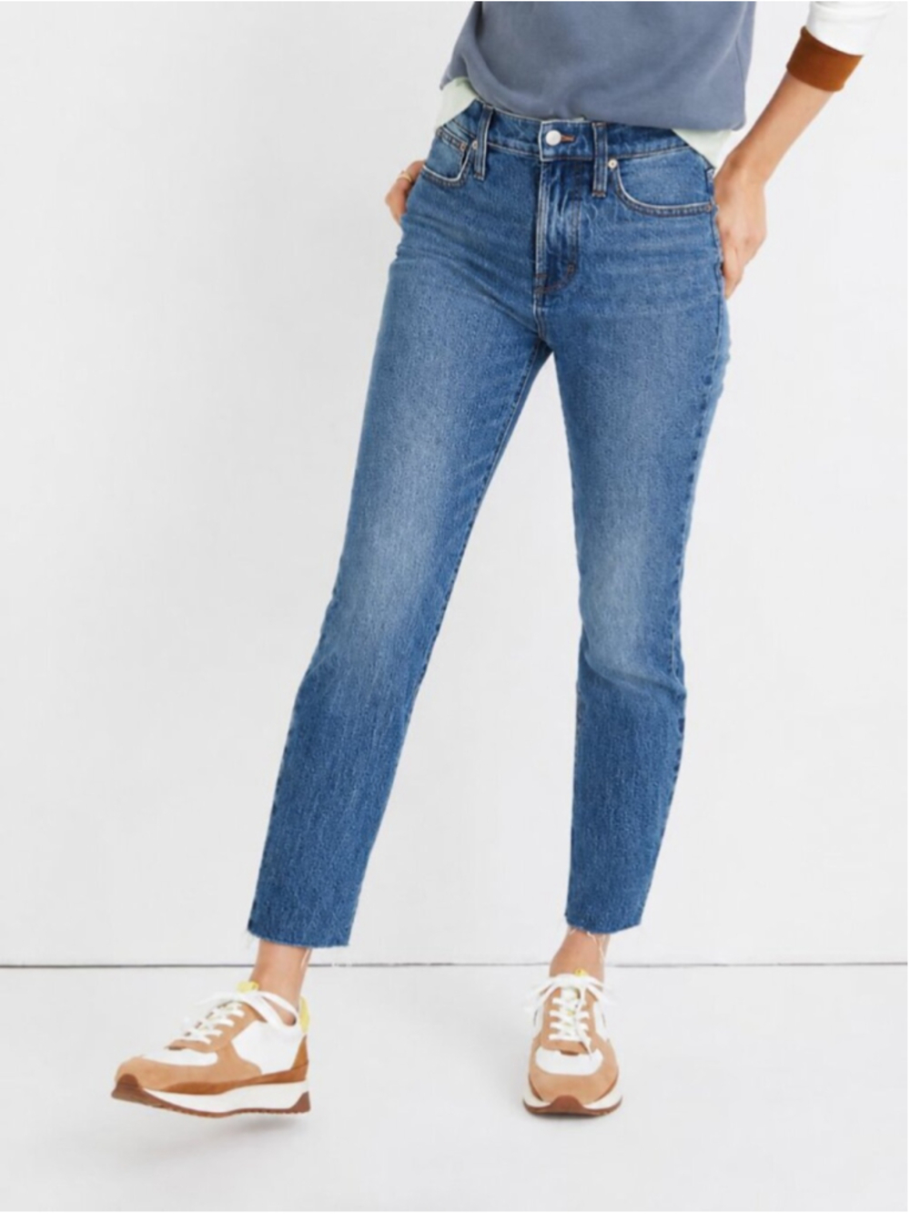 MADEWELL The Perfect Vintage 27.5" Jeans Blue Sz 31 Raw Hem Cotton Stretch Denim